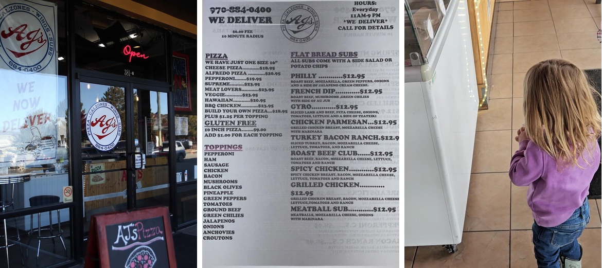 AJ's Pizza Menu