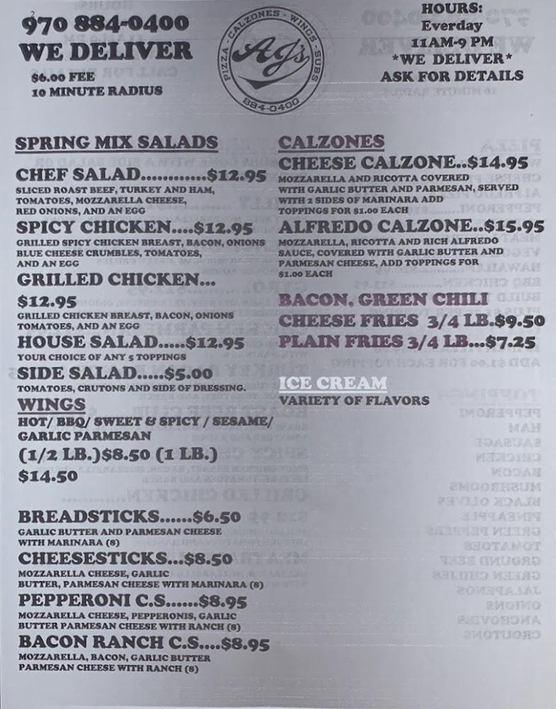 AJ's Pizza Menu image 3